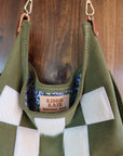 Mini Fringe Olive Green Checkers