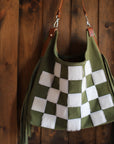 Olive Green Fringe Checkers