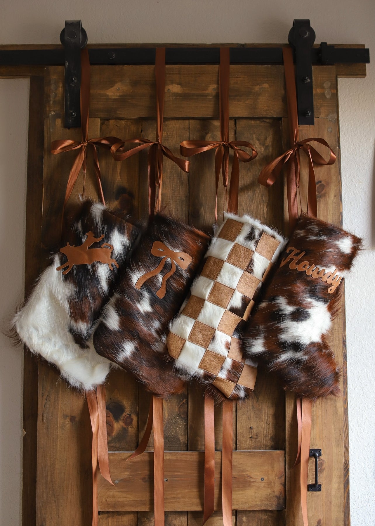 Cowhide Christmas Stockings