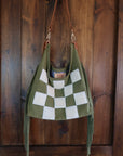 Mini Fringe Olive Green Checkers