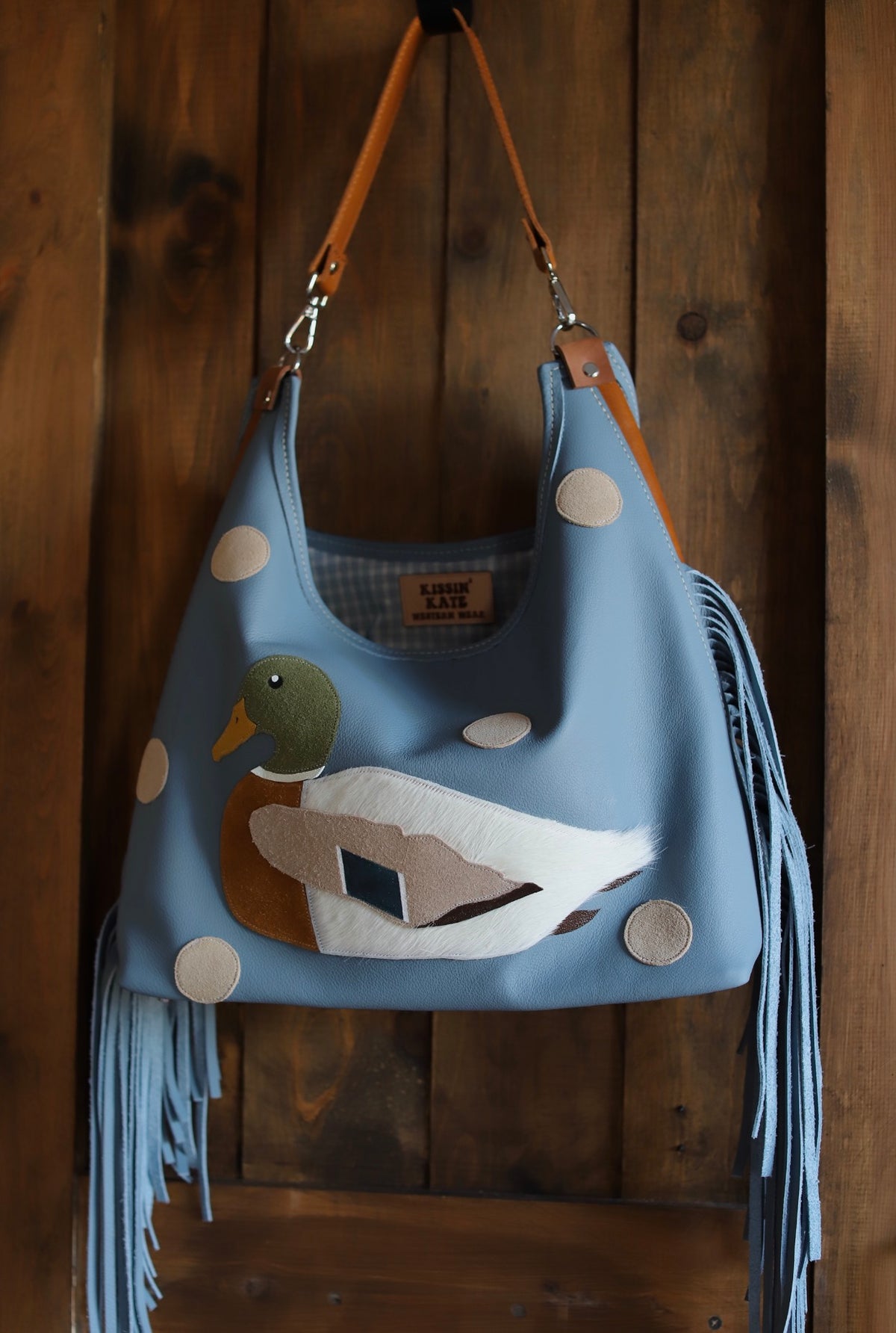 Blue &amp; Almond Polka Dot Duck