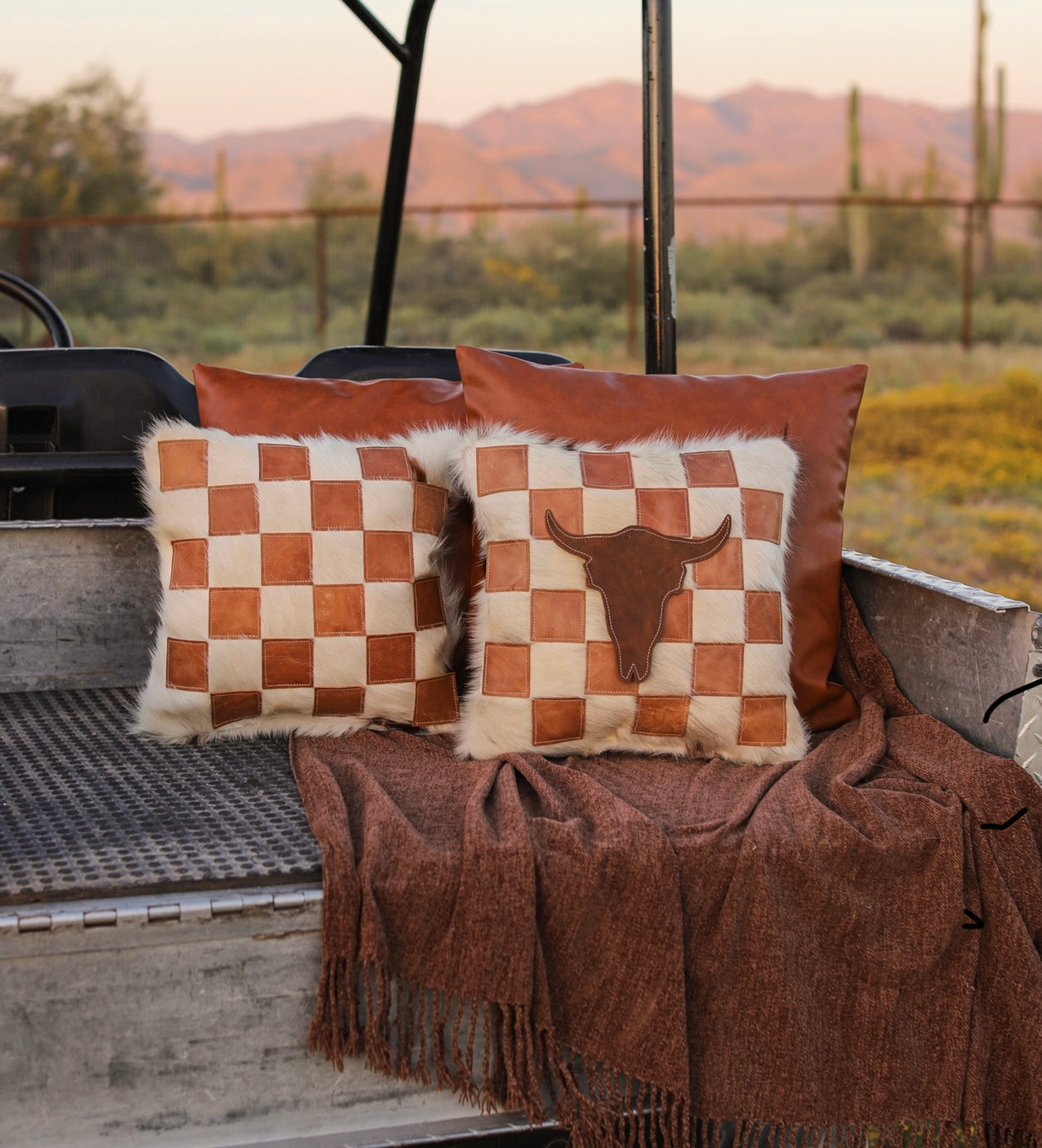 Checkered Cowhide Pillows